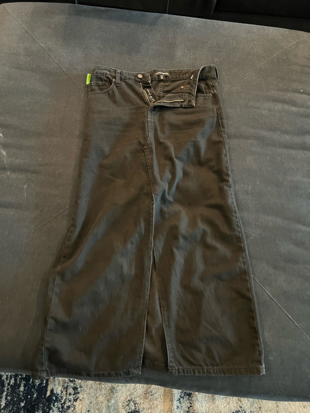 Lucky Brand Black Maxi Jean Skirt with Center Front Slit